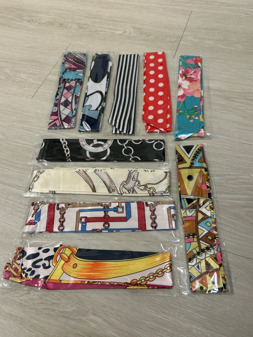 Purse Satin Scarf Set of 10 #8—Various Patterns and Colors